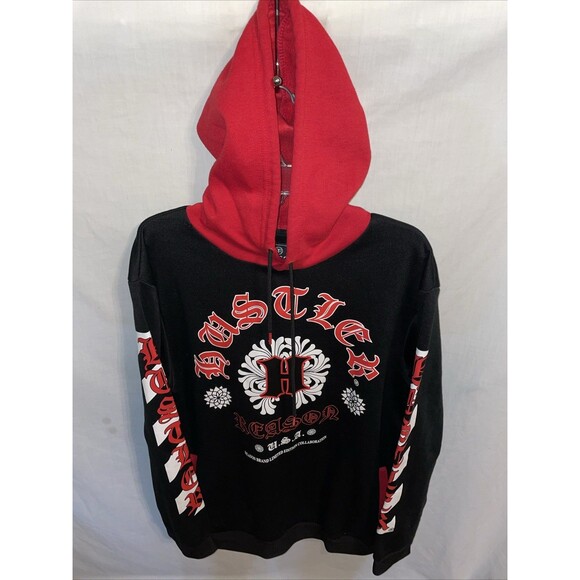 Reason Hustler Men’s Fashion Hoodie Size 2X Black Red Spell Out